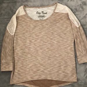 Tan sweater with lace details